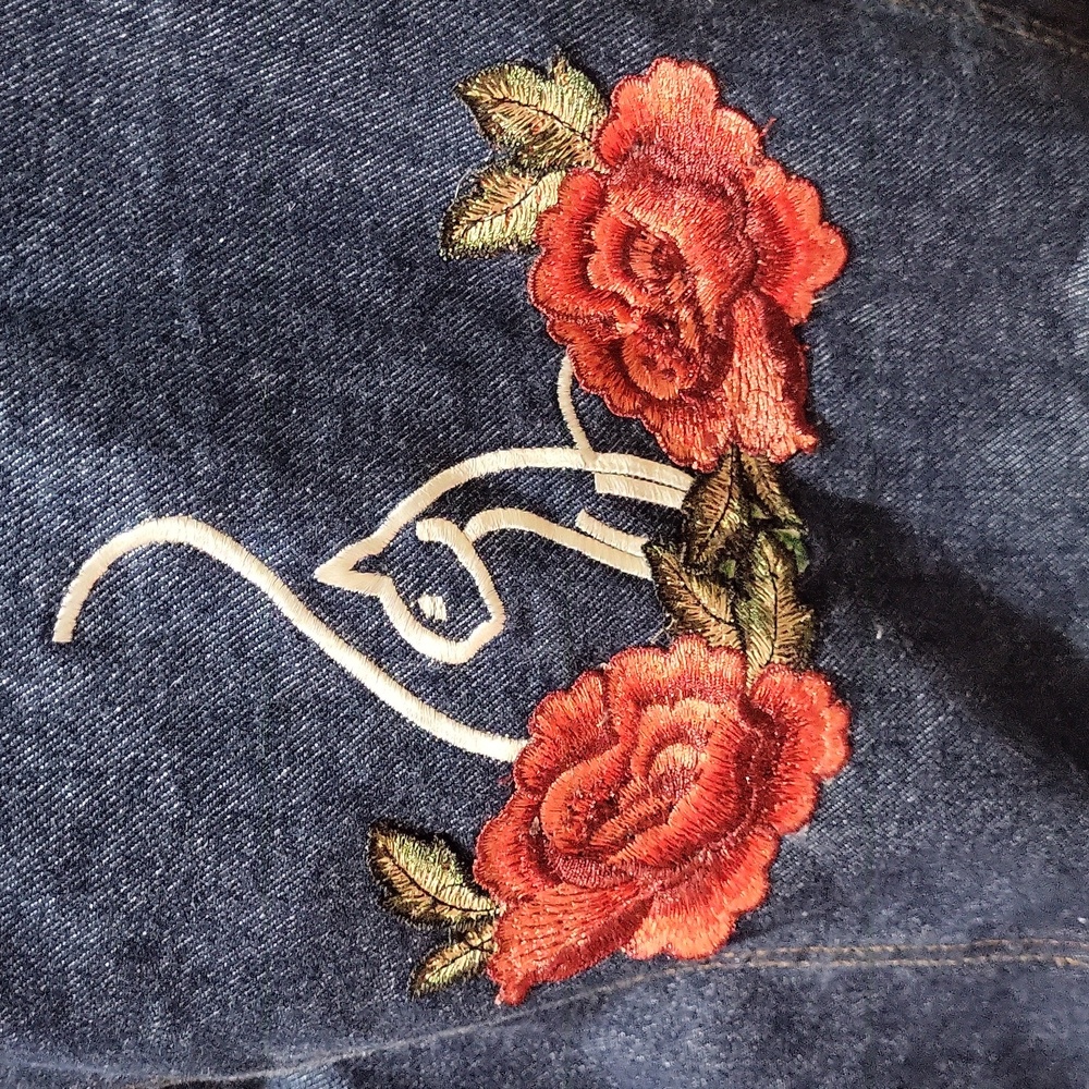 Baby Phat Denim Jacket with Red Rose Embroidery - Picture 4 of 12